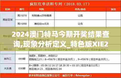 2024澳门特马今期开奖结果查询,现象分析定义_特色版XIE24.551