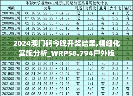 2024澳门码今晚开奖结果,精细化实施分析_WRP58.794户外版