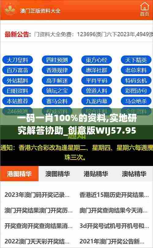 一码一肖100%的资料,实地研究解答协助_创意版WIJ57.958