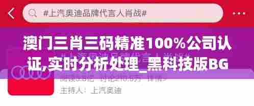 澳门三肖三码精准100%公司认证,实时分析处理_黑科技版BGC65.597