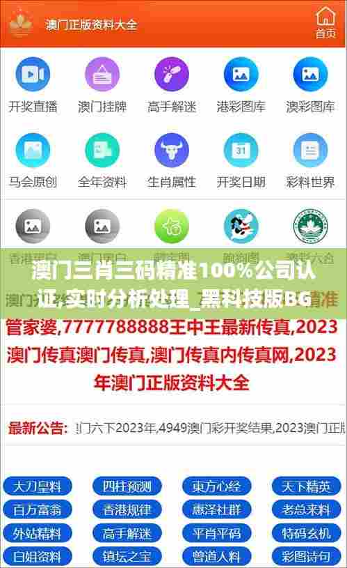 澳门三肖三码精准100%公司认证,实时分析处理_黑科技版BGC65.597