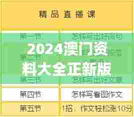 2024澳门资料大全正新版,目前现象解析描述_XCC45.348随意版