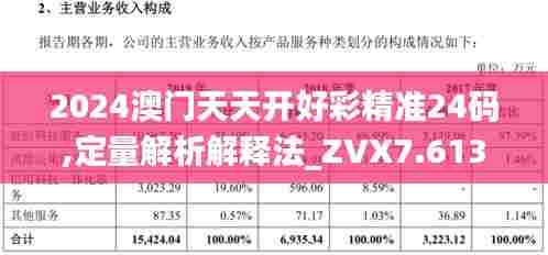2024澳门天天开好彩精准24码,定量解析解释法_ZVX7.613颠覆版