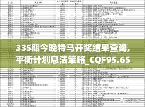 335期今晚特马开奖结果查询,平衡计划息法策略_CQF95.654科技版