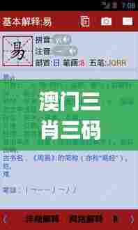 澳门三肖三码精准100%新华字典336期,專家解析意見_MPG91.803复刻版