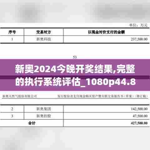 新奥2024今晚开奖结果,完整的执行系统评估_1080p44.895-3