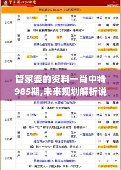 管家婆的资料一肖中特985期,未来规划解析说明_360132.687-6