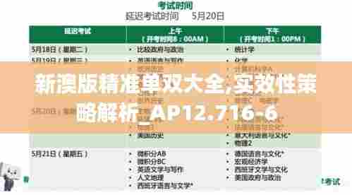 新澳版精准单双大全,实效性策略解析_AP12.716-6