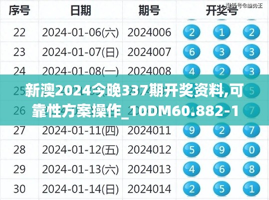 新澳2024今晚337期开奖资料,可靠性方案操作_10DM60.882-1