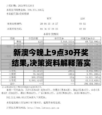 新澳今晚上9点30开奖结果,决策资料解释落实_U95.407-5
