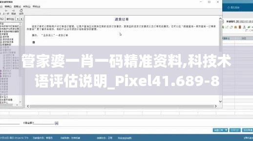 管家婆一肖一码精准资料,科技术语评估说明_Pixel41.689-8