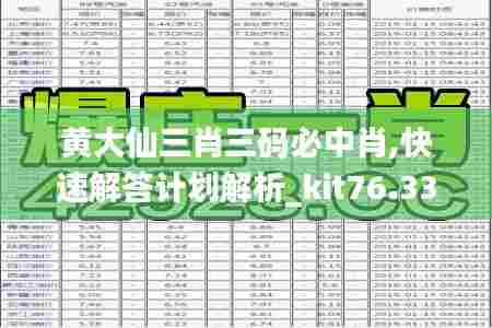 黄大仙三肖三码必中肖,快速解答计划解析_kit76.331-5