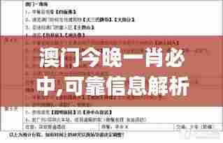 澳门今晚一肖必中,可靠信息解析说明_5DM25.518-9