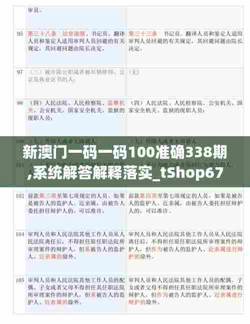新澳门一码一码100准确338期,系统解答解释落实_tShop67.367-5