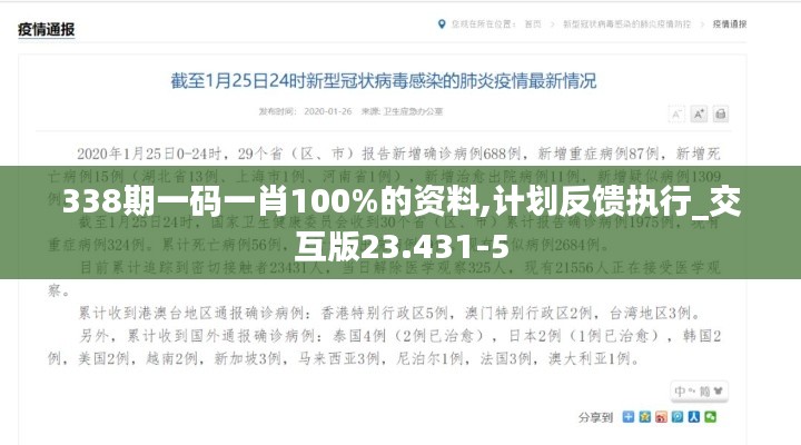 338期一码一肖100%的资料,计划反馈执行_交互版23.431-5