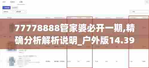 77778888管家婆必开一期,精确分析解析说明_户外版14.393-5