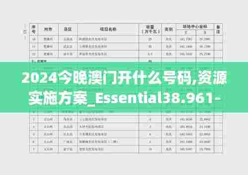 2024今晚澳门开什么号码,资源实施方案_Essential38.961-4