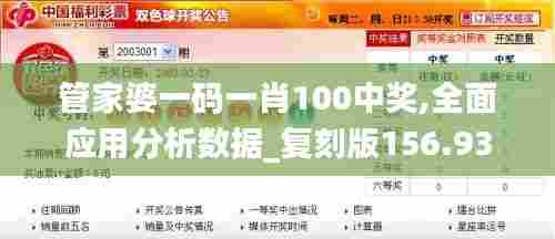管家婆一码一肖100中奖,全面应用分析数据_复刻版156.938-4
