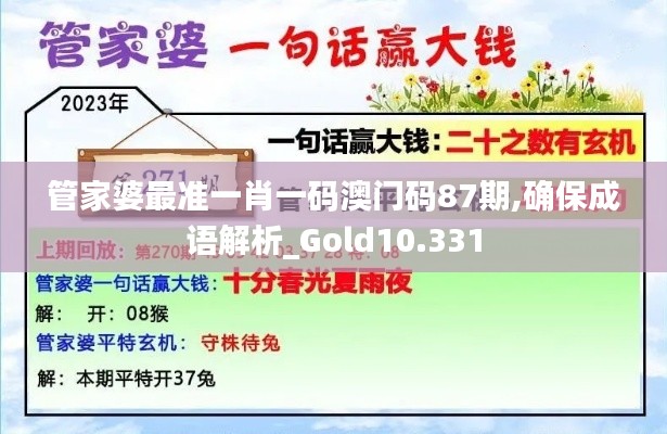 管家婆最准一肖一码澳门码87期,确保成语解析_Gold10.331