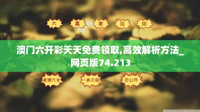 澳门六开彩天天免费领取,高效解析方法_网页版74.213