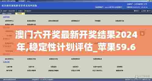 澳门六开奖最新开奖结果2024年,稳定性计划评估_苹果59.667