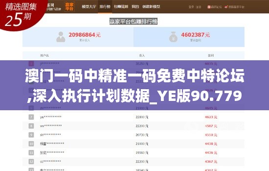 澳门一码中精准一码免费中特论坛,深入执行计划数据_YE版90.779