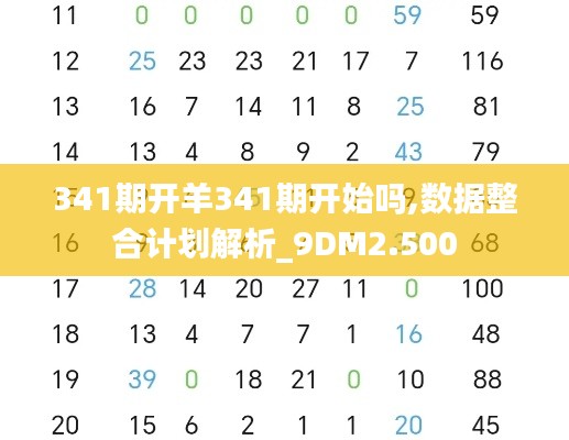 341期开羊341期开始吗,数据整合计划解析_9DM2.500