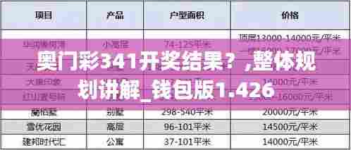 奥门彩341开奖结果？,整体规划讲解_钱包版1.426