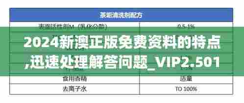 2024新澳正版免费资料的特点,迅速处理解答问题_VIP2.501