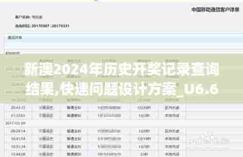 新澳2024年历史开奖记录查询结果,快速问题设计方案_U6.698