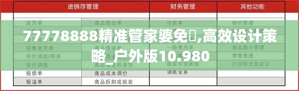 77778888精准管家婆免費,高效设计策略_户外版10.980