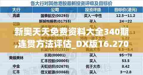 新奥天天免费资料大全340期,连贯方法评估_DX版16.270