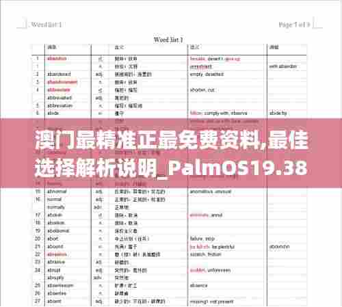 澳门最精准正最免费资料,最佳选择解析说明_PalmOS19.380