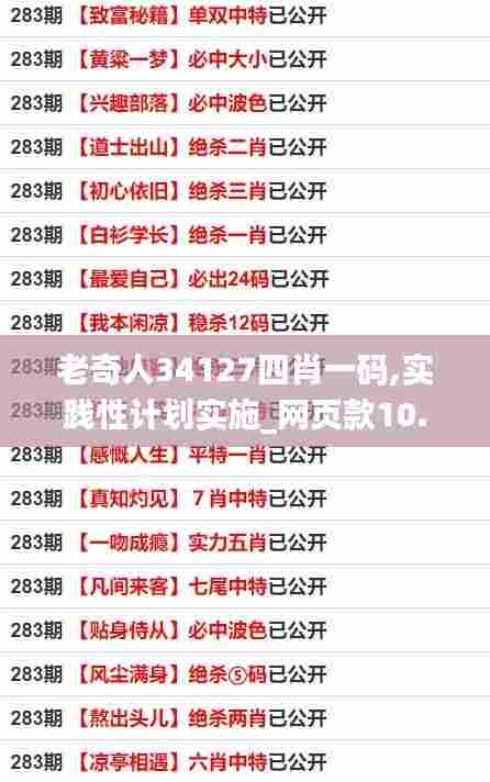 老奇人34127四肖一码,实践性计划实施_网页款10.481