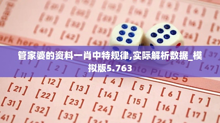 管家婆的资料一肖中特规律,实际解析数据_模拟版5.763