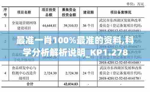最准一肖100%最准的资料,科学分析解析说明_KP1.278