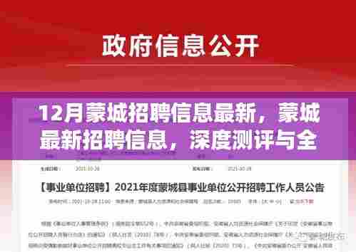 蒙城最新招聘信息汇总,深度测评与全面介绍