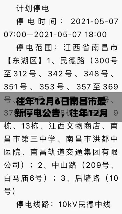 往年12月6日南昌市停电公告详解及最新停电信息通知