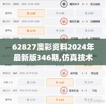 62827澳彩资料2024年最新版346期,仿真技术实现_特供版5.309