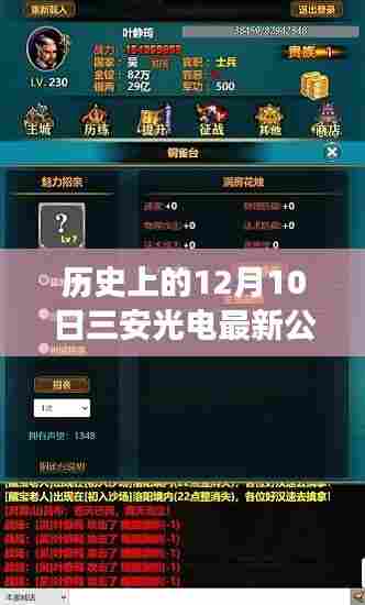 历史上的12月10日三安光电最新公告深度解读及观点阐述