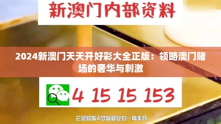 2024新澳门天天开好彩大全正版:领略澳门赌场的奢华与刺激