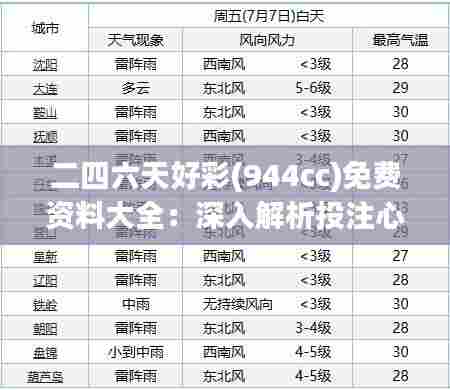 二四六天好彩(944cc)免费资料大全:深入解析投注心理学