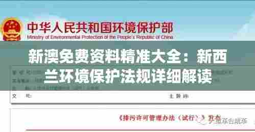 新澳免费资料精准大全:新西兰环境保护法规详细解读