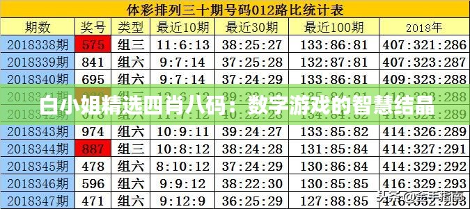 白小姐精选四肖八码：数字游戏的智慧结晶