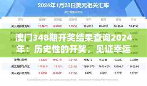 澳门348期开奖结果查询2024年:历史性的开奖,见证幸运降临
