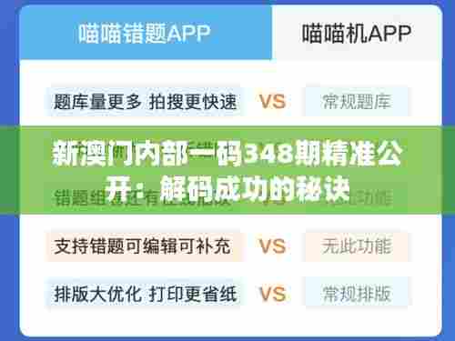 新澳门内部一码348期精准公开:解码成功的秘诀