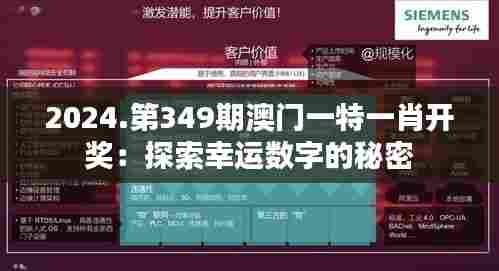 2024.第349期澳门一特一肖开奖:探索幸运数字的秘密