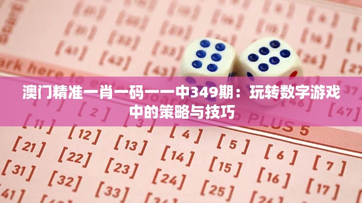 澳门精准一肖一码一一中349期:玩转数字游戏中的策略与技巧