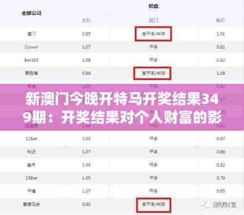 新澳门今晚开特马开奖结果349期:开奖结果对个人财富的影响