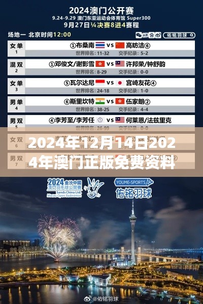 2024年12月14日2024年澳门正版免费资料:展望澳门文化教育新资源